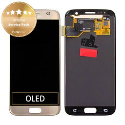 Samsung Galaxy S7 G930F - LCD Kijelző + Érintőüveg (Gold) - GH97-18523C, GH97-18761C, GH97-18757C Genuine Service Pack