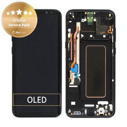 Samsung Galaxy S8 Plus G955F - LCD Kijelző + Érintőüveg + Keret (Midnight Black) - GH97-20470A, GH97-20564A, GH97-20565A Genuine Service Pack