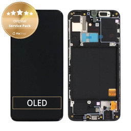 Samsung Galaxy A40 A405F - LCD Kijelző + Érintőüveg + Keret (Black) - GH82-19672A, GH82-19674A Genuine Service Pack