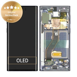 Samsung Galaxy Note 10 - LCD Kijelző + Érintőüveg + Keret (Aura White) - GH82-20818B, GH82-20817B Genuine Service Pack