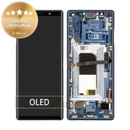 Sony Xperia 5 - LCD Kijelző + Érintőüveg + Keret (Blue) - 1319-9384 Genuine Service Pack