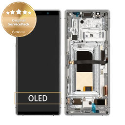 Sony Xperia 5 - LCD Kijelző + Érintőüveg + Keret (Grey) - 1319-9455 Genuine Service Pack