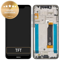 Nokia 5.1 Plus - LCD Kijelző + Érintőüveg + Keret (Night black) - 20PDABW0002 Genuine Service Pack