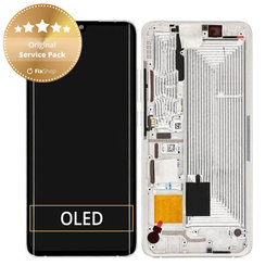 Xiaomi Mi Note 10, Mi Note 10 Pro - LCD Kijelző + Érintőüveg + Keret (Glacier White) - 56000200F400 Genuine Service Pack