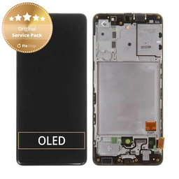 Samsung Galaxy A41 A415F - LCD Kijelző + Érintőüveg + Keret (Prism Crush Black) - GH82-22860A, GH82-23019A Genuine Service Pack