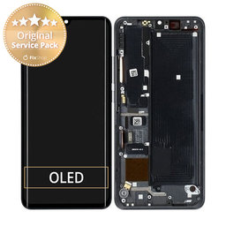 Xiaomi Mi Note 10 Lite - LCD Kijelző + Érintőüveg + Keret (Midnight Black) - 5600040F4L00 Genuine Service Pack