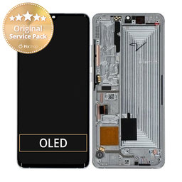 Xiaomi Mi Note 10 Lite - LCD Kijelző + Érintőüveg + Keret (Glacier White) - 5600030F4L00 Genuine Service Pack