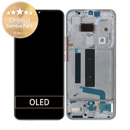 Xiaomi Mi 10 Lite - LCD Kijelző + Érintőüveg + Keret (Dream White) - 56000500J900 Genuine Service Pack