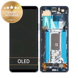 Sony Xperia 5 II - LCD Kijelző + Érintőüveg + Keret (Blue) - A5024934A Genuine Service Pack