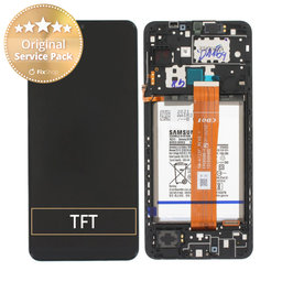 Samsung Galaxy A12 A125F - LCD Kijelző + Érintőüveg + Keret + Akkumulátor (Black) - GH82-24708A, GH82-24709A Genuine Service Pack