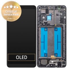 Samsung Galaxy A01 CORE A013F - LCD Kijelző + Érintőüveg + Keret (Black) - GH82-23561A, GH82-23392A Genuine Service Pack