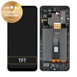 Samsung Galaxy A32 5G A326B - LCD Kijelző + Érintőüveg + Keret (Awesome Black) - GH82-25121A, GH82-25122A Genuine Service Pack