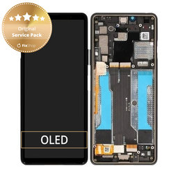 Sony Xperia 10 III - LCD Kijelző + Érintőüveg + Keret (Black) - A5034092A Genuine Service Pack