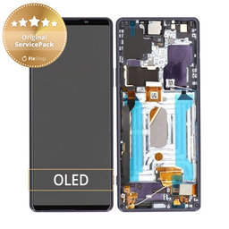 Sony Xperia 1 III - LCD Kijelző + Érintőüveg + Keret (Purple) - A5032175A Genuine Service Pack