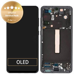 Samsung Galaxy S21 FE G990B - LCD Kijelző + Érintőüveg + Keret (Graphite) - GH82-26414A, GH82-26420A, GH82-26590A Genuine Service Pack