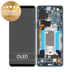 Sony Xperia 5 III - LCD Kijelző + Érintőüveg + Keret (Green) - A5033716A Genuine Service Pack