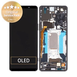 Sony Xperia 5 III - LCD Kijelző + Érintőüveg + Keret (Black) - A5033714A Genuine Service Pack