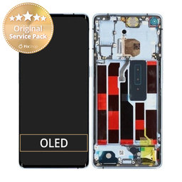 Oppo Reno 4 Pro - LCD Kijelző + Érintőüveg + Keret (Galactic Blue) - 4904737 Genuine Service Pack