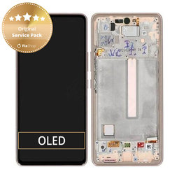 Samsung Galaxy A53 5G A536B - LCD Kijelző + Érintőüveg + Keret (Awesome Peach) - GH82-28024D, GH82-28025D Genuine Service Pack