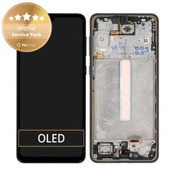 Samsung Galaxy A33 5G A336B - LCD Kijelző + Érintőüveg + Keret (Black) - GH82-28143A, GH82-28144A Genuine Service Pack