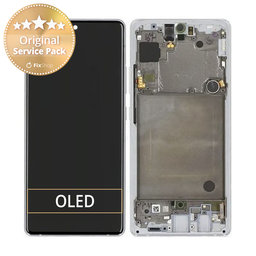 Samsung Galaxy A71 5G A716B - LCD Kijelző + Érintőüveg + Keret (Prism Cube Sliver) - GH82-22804B Genuine Service Pack