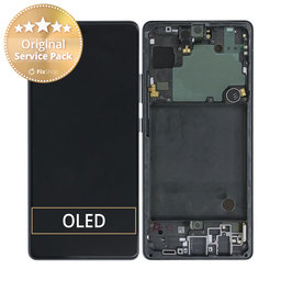 Samsung Galaxy A71 5G A716B - LCD Kijelző + Érintőüveg + Keret (Prism Cube Black) - GH82-22804A Genuine Service Pack