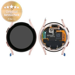 Samsung Galaxy Watch 4 40mm R865 - LCD Kijelző + Érintőüveg + Keret (Pink Gold) - GH97-26411D Genuine Service Pack