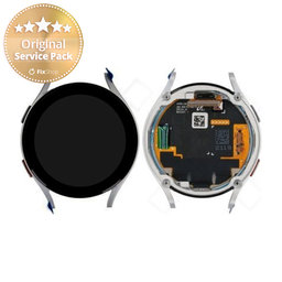 Samsung Galaxy Watch 4 44mm R870, R875 - LCD Kijelző + Érintőüveg + Keret (Silver) - GH97-26410B Genuine Service Pack