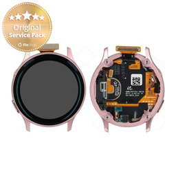 Samsung Galaxy Watch Active 2 40mm R830, R835 - LCD Kijelző + Érintőüveg + Keret (Gold) - GH82-21104B Genuine Service Pack