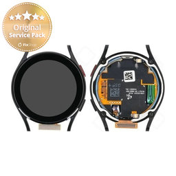 Samsung Galaxy Watch 4 40mm R865 - LCD Kijelző + Érintőüveg + Keret (Black) - GH82-28815A Genuine Service Pack