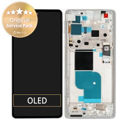 Motorola Edge 30 Pro XT2201 - LCD Kijelző + Érintőüveg + Keret (Stardust White) - 5D68C20277 Genuine Service Pack