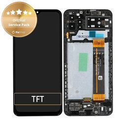 Samsung Galaxy A13 A137F - LCD Kijelző + Érintőüveg + Keret (Black) - GH82-29227A, GH82-29228A Genuine Service Pack