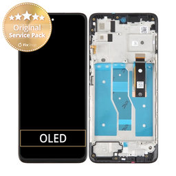 Motorola Moto G82 5G XT2225 - LCD Kijelző + Érintőüveg + Keret (Stardust White) - 5D68C20277 Genuine Service Pack