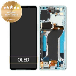 Sony Xperia 1 IV XQCT54 - LCD Kijelző + Érintőüveg + Keret (White) - A5046145A Genuine Service Pack