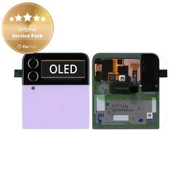 Samsung Galaxy Z Flip 4 F721B - LCD Kijelző + Érintőüveg + Keret (Külső) (Bora Purple) - GH97-27947B Genuine Service Pack