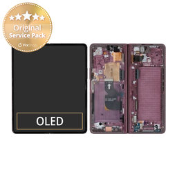 Samsung Galaxy Z Fold 4 F936B - LCD Kijelző + Érintőüveg + Keret (Burgundy) - GH82-29461D, GH82-29462D Genuine Service Pack