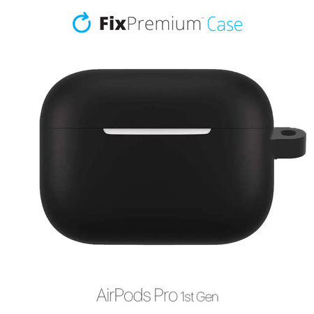 FixPremium - Szilikon Tok Karabinerrel - AirPods Pro, fekete