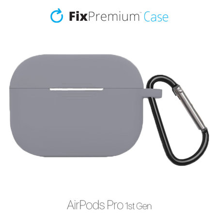 FixPremium - Szilikon Tok Karabinerrel - AirPods Pro, space grey