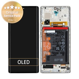 Honor 70 FNE-AN00 - LCD Kijelző + Érintőüveg + Keret (Crystal Silver) - 0235ACMG Genuine Service Pack