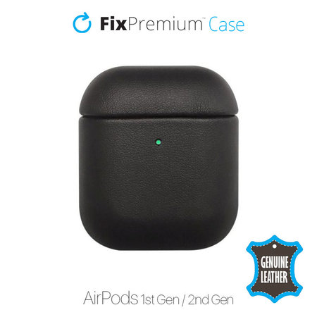 FixPremium - Bőrtok - AirPods 1 és 2, fekete