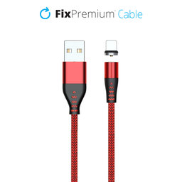 FixPremium - Lightning / USB mágneses Kábel (1m), piros