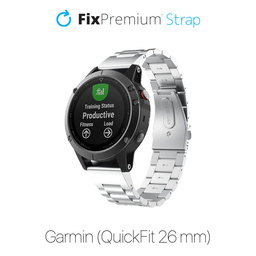 FixPremium - Rozsdamentes acél szíj Garminhoz (QuickFit 26mm), ezüst