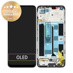 Realme 8 RMX3085 - LCD Kijelző + Érintőüveg + Keret (Cyber Black) - 4906919 Genuine Service Pack