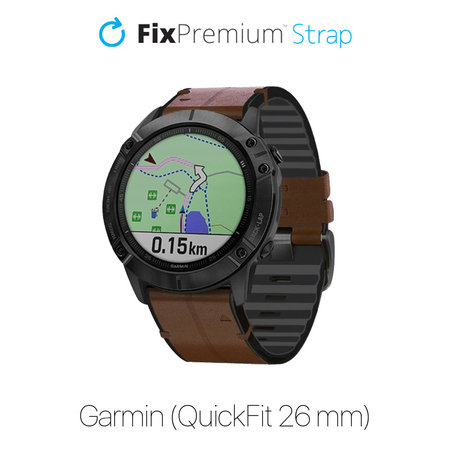 FixPremium - Bőrszíj Garmin-hoz (QuickFit 26mm), barna