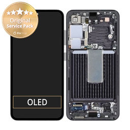 Samsung Galaxy S23 S911B - LCD Kijelző + Érintőüveg + Keret (Phantom Black) - GH82-30481A, GH82-30480A Genuine Service Pack