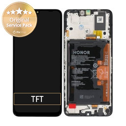 Honor X7a RKY-LX1 RKY-LX2 - LCD Kijelző + Érintőüveg + Keret (Midnight Black) - 0235AENA Genuine Service Pack