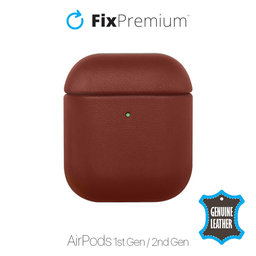 FixPremium - Bőrtok - AirPods 1 és 2, barna