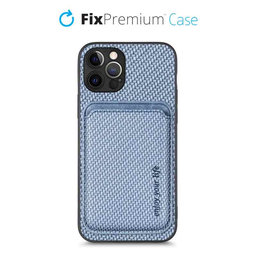 FixPremium - Tok Carbon és MagSafe Wallet - iPhone 12 Pro, kék