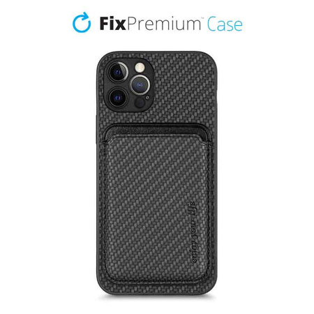 FixPremium - Tok Carbon és MagSafe Wallet - iPhone 12 Pro, fekete