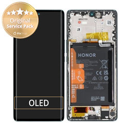 Honor Magic5 Lite RMO-NX3 - LCD Kijelző + Érintőüveg + Keret (Emerald Green) - 0235AEMX Genuine Service Pack